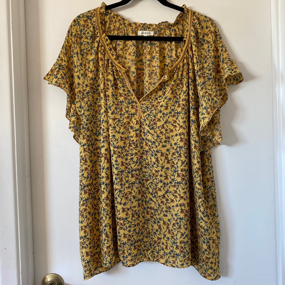 Max Studio Floral Yellow Blouse